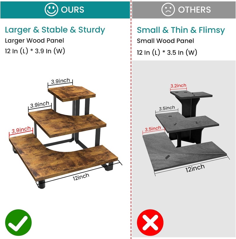 ELITEROO 3 Tier Wooden Retail Display Shelves, Portable Display Rack for Retail Counter Top Craft Shows Tradeshows, 3 Step Corner Tiered Table Display Tower Stand for Cupcake Jewelry Display - Image 2